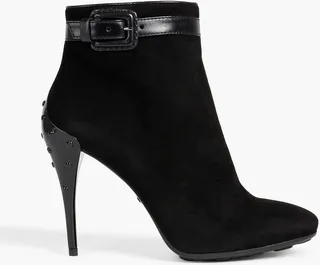 Buckled suede ankle boots