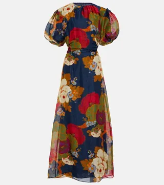Bonita floral silk and linen maxi dress