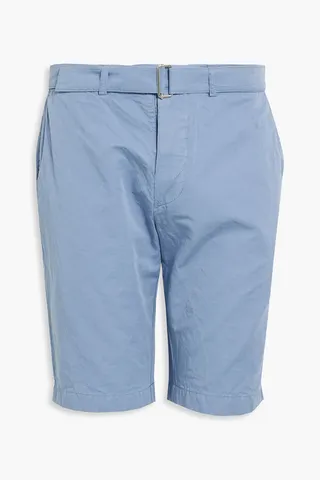 Julian belted cotton and linen-blend twill shorts