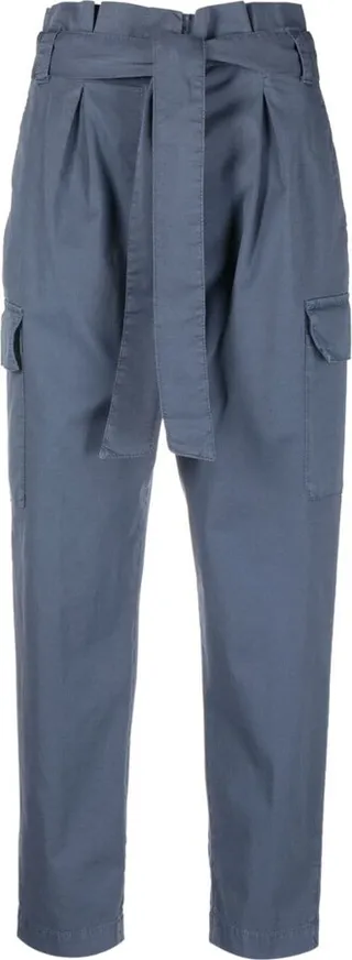 Tie-Fastening Cropped Cotton Trousers