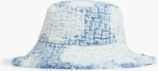 Frayed denim-jacquard bucket hat