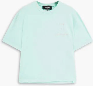 Embroidered cotton-jersey T-shirt