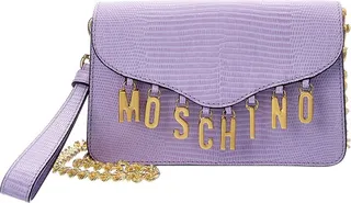 Moschino Logo Lettering Embossed Leather Shoulder Bag