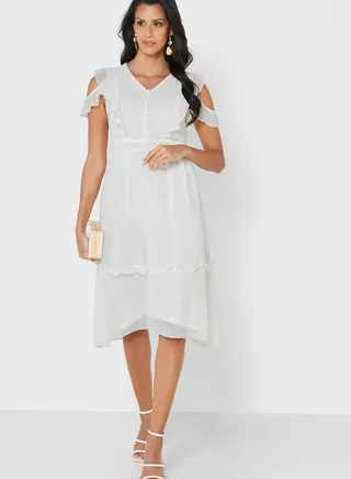 Cold Shoulder Asymmetrical Dress