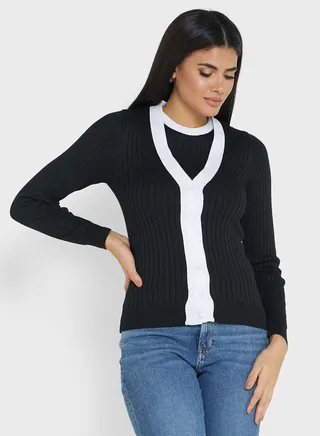 Two Tone Sweater & Vest Set