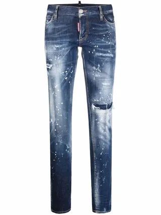 Distressed-Effect Skinny-Fit Jeans