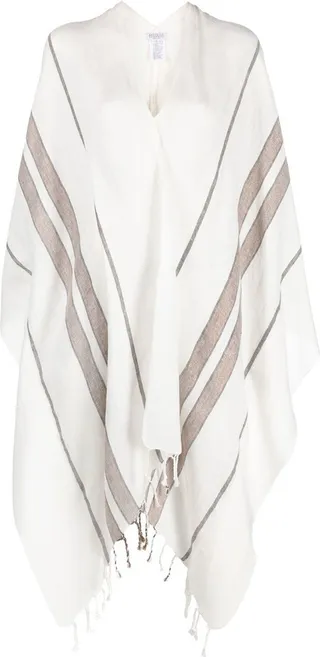 BRUNELLO CUCINELLI- Striped Linen Poncho