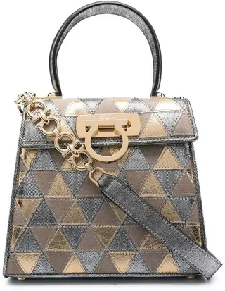 Gancini-detail leather tote bag
