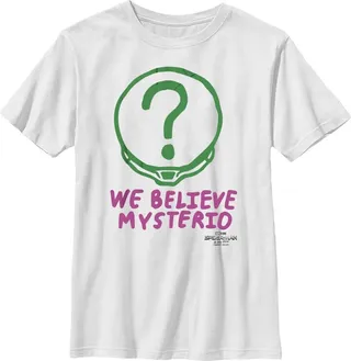 Boy's Marvel Spider-Man: No Way Home We Believe Mysterio Pink and Green T-Shirt - White - X Small
