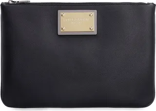 Dolce & Gabbana Logo Plaque Grainy Pouch