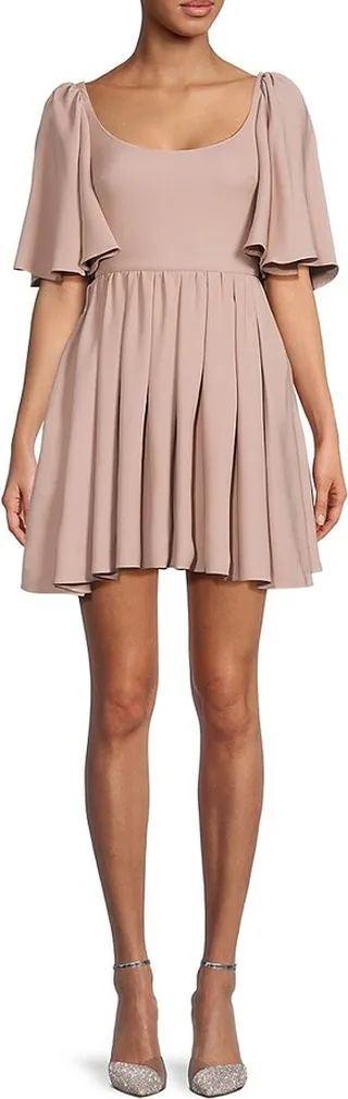 Pleated Silk Mini Dress