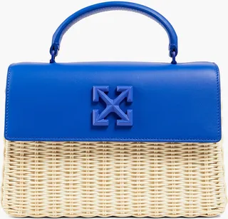 Jitney 1.4 leather and wicker tote