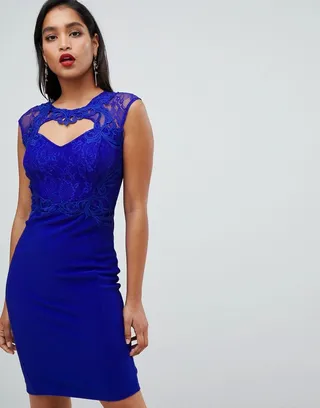 Lipsy Sweetheart Bodycon Dress With Lace Trim