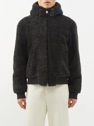 Hooded Wool-blend Shearling Jacket