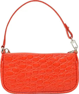 By Far Mini Rachel Flame Circular Croco Leather Handbag