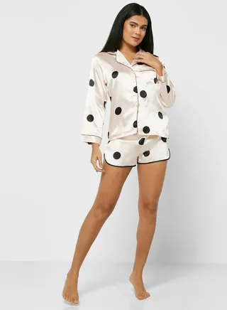 Polka Print Pyjama Shirt Set