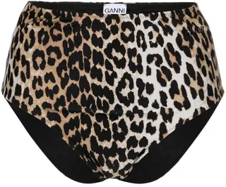 Leopard-Print High-Waisted Bikini-Bottoms