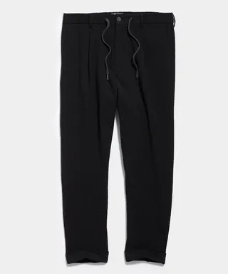 Seersucker Madison Drawstring Suit Pant in Black