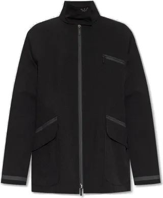 Emporio Armani Logo-Plaque High-Neck Zipped Jacket