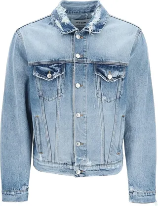 Msgm Distressed Denim Jacket