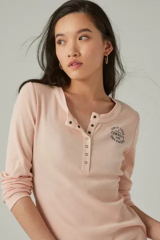 Yellowstone I Only Love Cowboys Button Henley