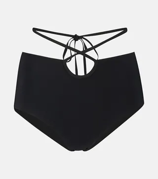 Tie-trimmed bikini bottoms