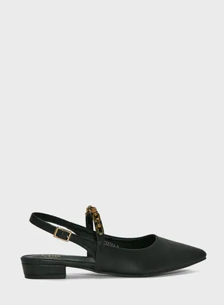 Chain-Link Accent Strap Slingback Flats