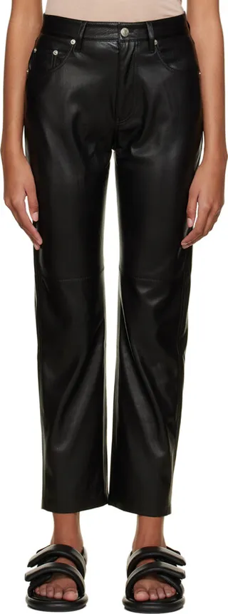 Nanushka Black Vinni Vegan Leather Trousers