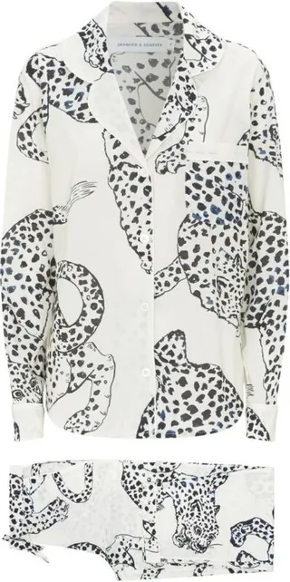Desmond & Dempsey Jaguar Print Long Pyjama Set