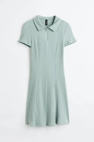 Collared Ribbed Dress
