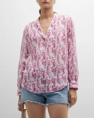Botanical-Print V-Neck Tunic