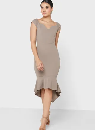 Sweetheart Neck Ruffle Hem Dress