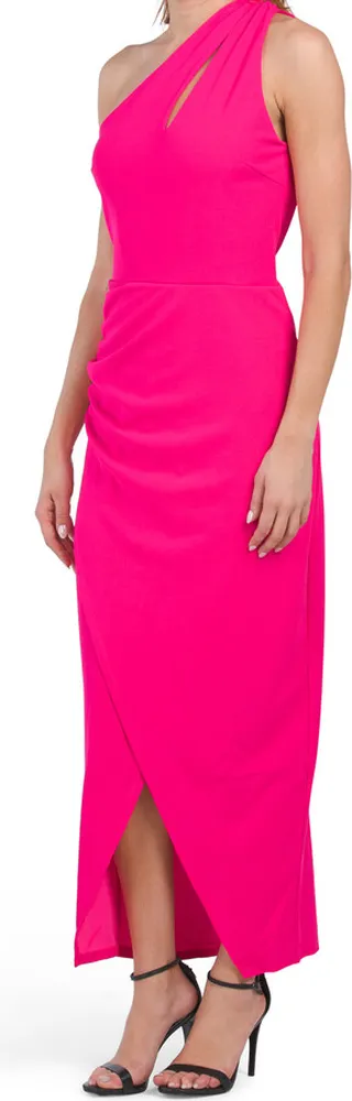 One Shoulder Cut Out Gown With Front Slit