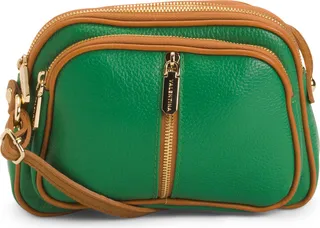 Made In Italy Leather Crossbody With Center Zip Closure
