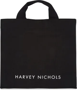 Harvey Nichols Short Handle Black Canvas Tote Bag