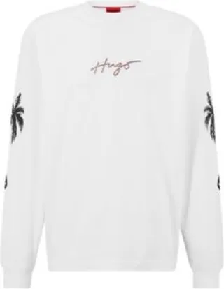Cotton-jersey T-shirt with palm-tree artwork and branding