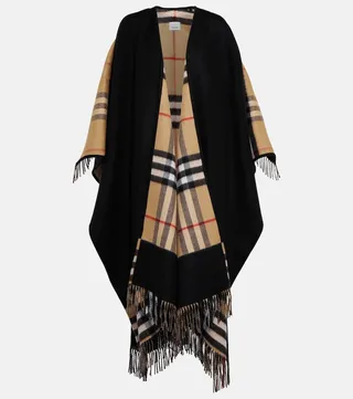 Reversible cashmere and wool cape