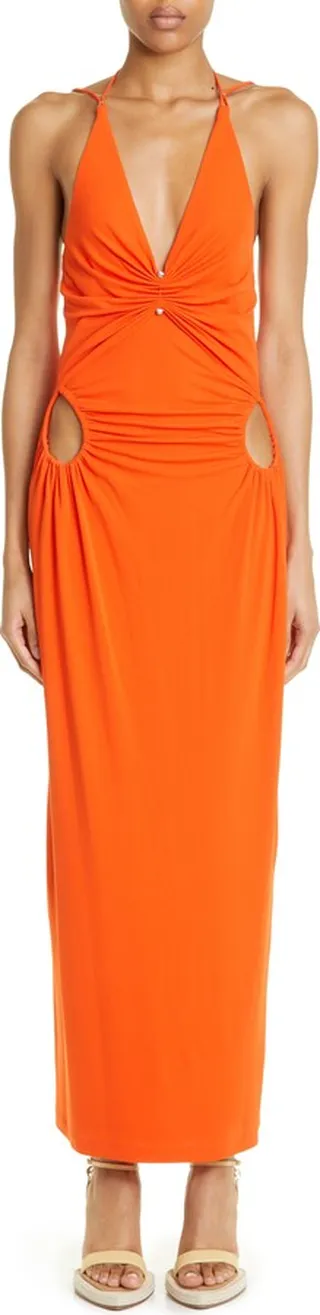 Bar Pierced Halter Neck Jersey Dress