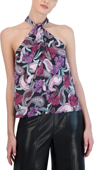 Bcbgmaxazria Women's Printed Sleeveless Halter Top