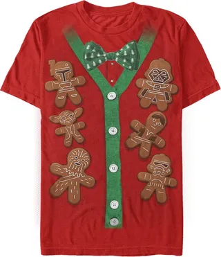Men's Star Wars Christmas Cookies Cardigan Print T-Shirt - Red - 3X Large