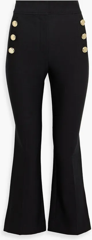 Cotton-blend twill flared pants
