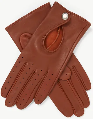 Womens Cognac Thruxton Keyhole Leather Driving Gloves