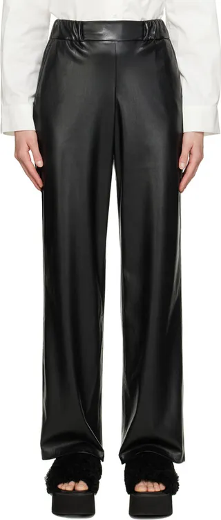 ANINE BING Black Koa Faux-Leather Trousers