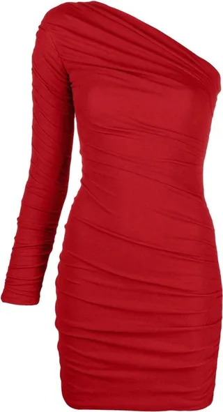 One-Shoulder Ruched Minidress