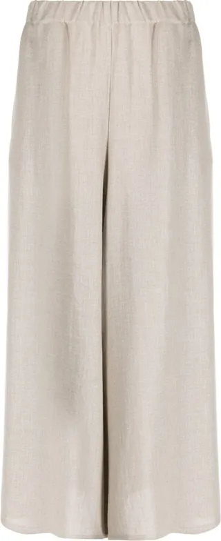 Cropped Linen Palazzo Pants