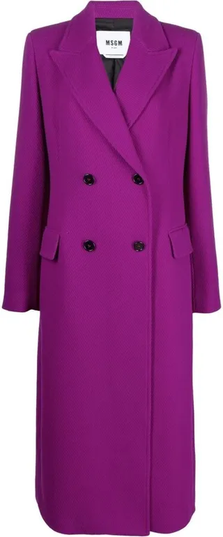 Double-Breasted Button-Fastening Coat