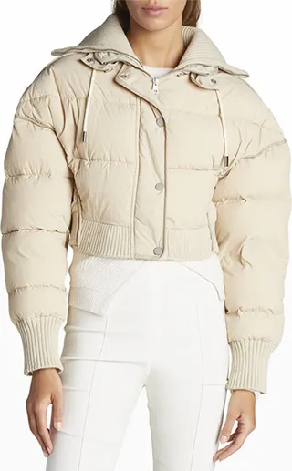 Briciola Logo Embroidered Crop Puffer Jacket