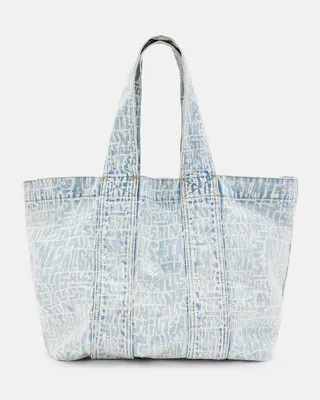 Ari Printed Tote Denim Bag - Indigo Blue