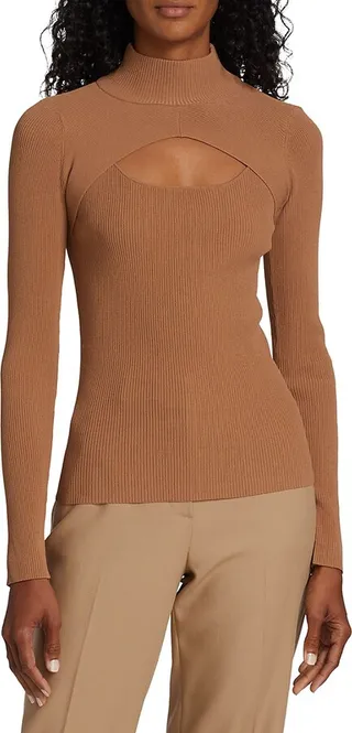 Mock Turtleneck Cut Out Top