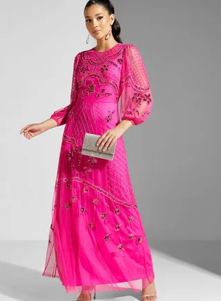 Embellished Round Neck Dress